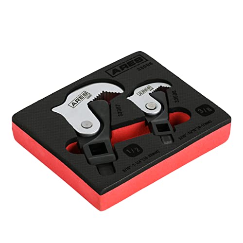 ARES 33008 – 2-Piece Spring Loaded Auto Adjusting Crowfoot Wrench Set – Adjustable Wrench Set with 8 to 32mm (5/16-Inch to 1 1/4-Inch) Coverage – Male & Female Square Drives for Increased Versatility - size: 2-Piece Auto Adjusting Crowfoot Wrench Set