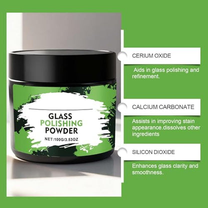 Windshield Polishing Powder,100g Cleaning Powder for Windshield, Glass Water Spot Remover,Glass Polishing Powders, for Outdoor Garage Vehicle Car Truck SUV RV Sedan