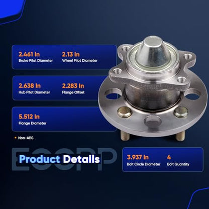 ECCPP 2-Piece 512325 Wheel Hub Bearing for Hyundai Accent 2007-2011 | for Kia Rio 2006-2011 4 lugs Pre-Greased Sealed - size: 512325*2