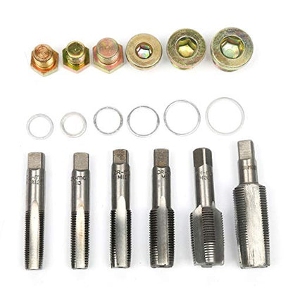 114pc Oil Pan Drain Sump Plug Key Thread Repair Tool Kit Set Drain Plug