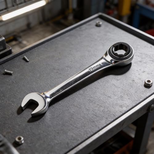 Metric Flare Nut Wrench Ratcheting Spanner Set, 8-19mm Fix Head Open End Wrench, Chrome Vanadium Steel for Automotive Repair and Tight Spaces(19mm) - size: 19mm