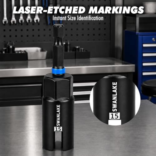 3-Piece Wing Nut Driver Set, 9mm, 12mm, 15mm, 1/4 Inch Hex Shank Power Nuts Driver Bit, Wing Nut Socket for Eye Bolt, Hook Bolt Installation, Wire Twisting - style: Wing Nut Driver Set