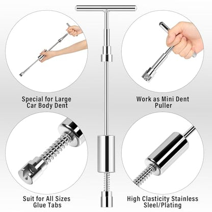 LadyRosian Paintless Dent Repair Puller Dent Puller T-Bar 18Pcs Tool with Removal Pulling Tabs for Auto Body Hail Damage Dent - size: Set B
