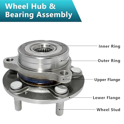 513420 Front Rear Wheel Bearing Hub Assembly for 2017-2023 Hyundai Elantra GT, Ioniq, Kona, Veloster N, 2017-2024 Kia NIRO, Forte, Seltos, 51750-F2000 (2PCS) - size: 513420