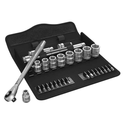 Wera 05004047001 8100 SB 7 Zyklop Metric Metal Ratchet Set with Push-Through Square, 3/8" Drive
