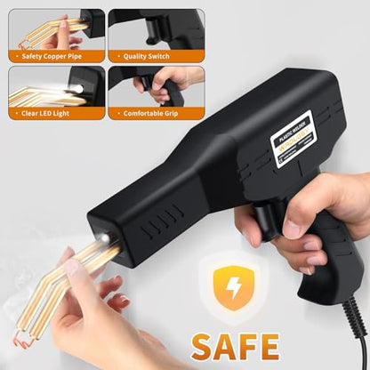 Plastic Welder Kit, 1200PCS Staples, Hot Stapler for Bumper Repair | Instant On/Off, 1200PCS Mixed Staples, Rust-Proof Steel, Built-in LED, Portable Toolbox, Essential for DIYers - color: Black