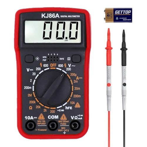 Digital Multimeter with Ohm Volt Amp and Resistance Diode Voltage Tester Meter - color: Red 2