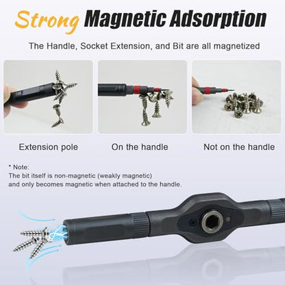 66 in 1 Magnetic Ratchet Screwdriver Set With Case | Multi-Bit Repair Tool Kit, S2 Alloy Steel Bits, T-Handle, Suitable for Home Daily Repair, DIY, PC, Electronics, Car, Bike - size: 66 in 1