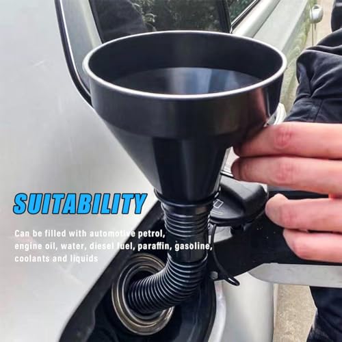Wide Mouth Oil Funnel with Flexible Extension, Auto Nozzle Hose, Black Plastic, Car Accessory - color: 1 PCS