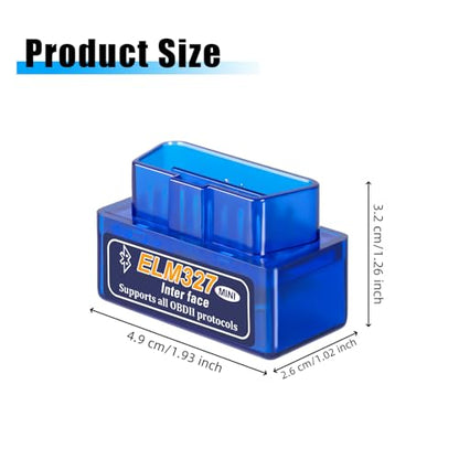 OBD2 Scanner Bluetooth, Universal ELM327 OBDII Diagnostic Scan Tool Car Code Reader, Obd2 Scanner Diagnostic Tool, Car Auto Engine Fault Code Reader for Android Windows