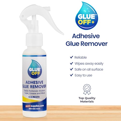 Perco Glue Off Adhesive Sticker Remover 3.3 fl. oz & Scraper with Plastic Razor for Removing Labels (Adhesive Sticker Remover & Scraper w/Plastic Razor) - size: 3.3 Fl Oz (Pack of 1)