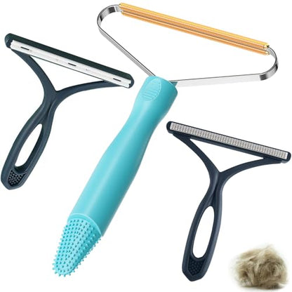 3-Pack Pet Hair Removal Tool,Dog Cat Hair Remover,Lint Shaver Cleaner Pro,Fur Removal Tool,Portable Carpet Scraper,Carpet Rake,Pet Hair Brush for Carpet,Clothes,Car Mats,Couch,Pet Bed,Furniture - color: Blue