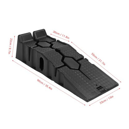 Low Profile Car Service Ramps 2 Pack, Reinforced Plastic Vehicle Lifting Ramps, 6000 LB Heavy Duty Garage Car Ramp with 6.7 Inch Lift Height, Portable Auto Repair Ramp
