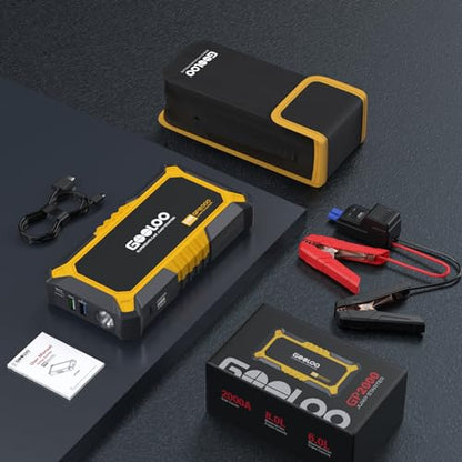 GOOLOO New GP2000 Jump Starter 2000A Car Starter Battery Pack (Up to 8.0L Gas, 6.0L Diesel Engine),12V Car Battery Charger Jumper Starter, Supersafe Portable Lithium Jump Box with USB Quick Charge - color: Yellow