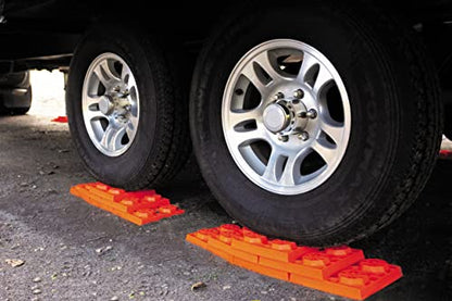Tri-Lynx Lynx Levelers RV/Trailer/Motorhome/Vanlife interlocking Leveling Blocks with Nylon Storage Bag for most Leveling and Stabilizing functions. 10 Pack, Orange, 00015, Made in USA. - size: 10 Pack