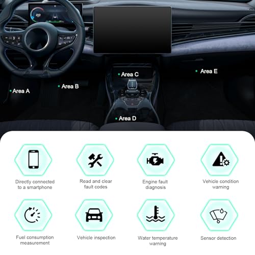 1 PC Car Bluetooth OBD2 Diagnostic Tool, Real-time Monitoring ELM327 V2.1 Code Reader, Mini Anti-interference Scanner for Reset Clear Engine Light, Universal for Android IOS Windows (Black)