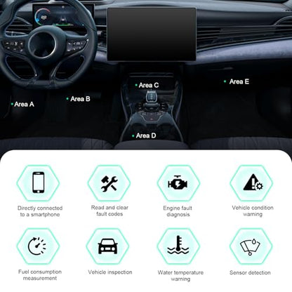 1 PC Car Bluetooth OBD2 Diagnostic Tool, Real-time Monitoring ELM327 V2.1 Code Reader, Mini Anti-interference Scanner for Reset Clear Engine Light, Universal for Android IOS Windows (Black)