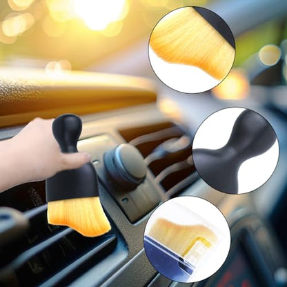 4 Pcs Auto Interior Dust Brush Set Soft Bristles Detailing Brush Dusting Tool Car Interior Cleaning Soft Brushes Duster for Automotive Dashboard, Air Conditioner Vents, Keyboard Dust Removal(Black) - color: Black