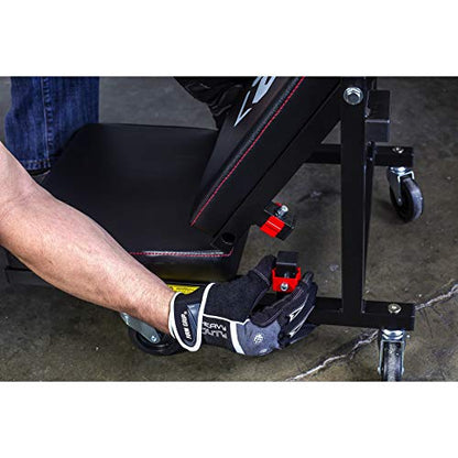 Powerbuilt 2-in-1 Rolling Creeper Seat Converts from High to Low Roller Seat, Fast, Tool-Free Conversion, Garage, Shop, Brake Jobs, Washing, Detailing, Maintenance, Thick Pad, 3-in. Casters - 240298 - style: 2-in-1