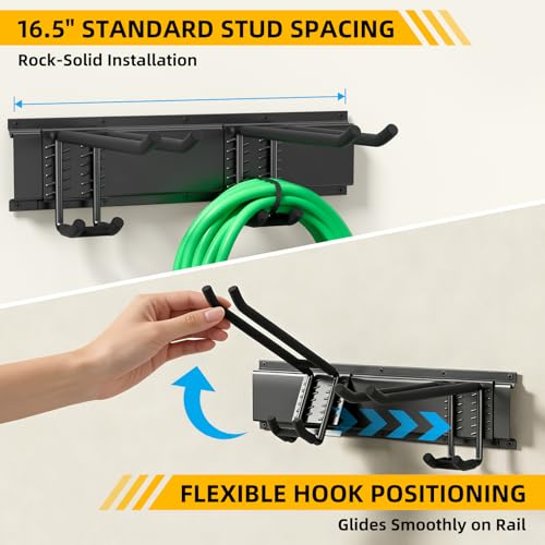 GRENPRO 49.5 Inch Garage Tool Organizer with 6 Double-layer Hooks, Holds 440 LBS - size: 49.5 inch