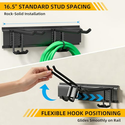 GRENPRO 49.5 Inch Garage Tool Organizer with 6 Double-layer Hooks, Holds 440 LBS - size: 49.5 inch