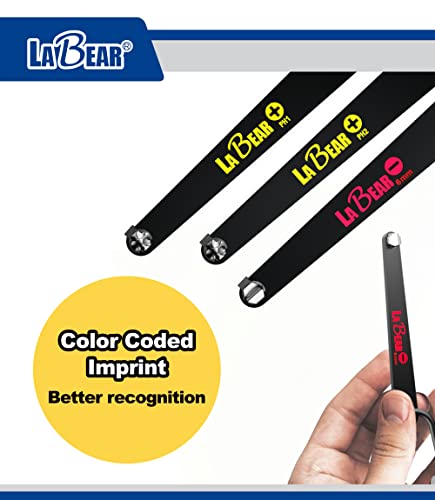 LABEAR 3-Piece Ultra Low Profile Offset Screwdriver Set, PH1 PH2 SL6 | 90° Slim Plate Design, S2 Steel Ends, Key Ring Carabiner, Close-Quarter Access, Electronics & Appliance Repair - size: PH & SL