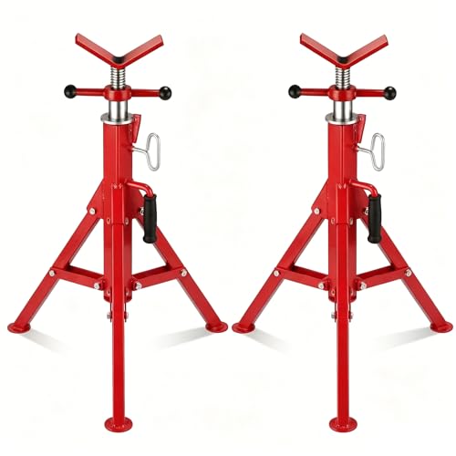 Garvee V Head Tripod Pipe Jack Stand, 1/8"-12" Pipe Support Rest, 2500 LB Heavy Duty Carbon Steel Adjustable 28"-52" Folding Portable Pipe Stand for Welding Pipe | Heavy Duty Carbon Steel Adjustable 28"-52" Folding Portable Pipe Stand for Welding Pipe - c