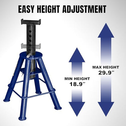 TCE 10 Ton (20,000 lb) Capacity Heavy Duty Steel Jack Stands, Medium Profile, 2 Pack, T70071 , Blue - style: Medium Profile