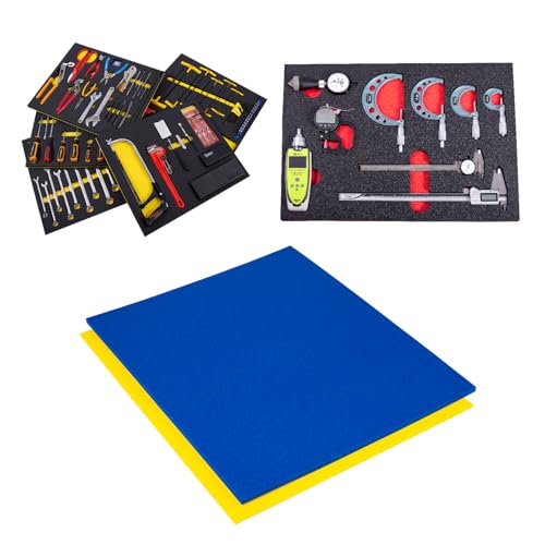 5S TOOL BOX SHADOW FOAM ORGANIZERS (2 COLOR) CUSTOM SIZE (16.625" x 22.25", Blue Top/Yellow Bottom) - color: Blue Top/Yellow Bottom, size: 16.625" x 22.25"