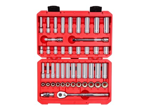 TEKTON 3/8 Inch Drive 12-Point Socket and Ratchet Set, 46-Piece | SKT15302 - size: 46-Piece (5/16-3/4 in., 8-19 mm)