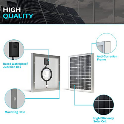 ACOPOWER 50W Mono Solar Panel,Waterproof Built-in Blocking Diode Small Solar Panels– Efficient 12V Battery Charger for RVs, Boats, and Off-Grid Applications - size: 50W