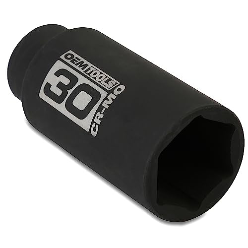 OEMTOOLS 25203 30mm Axle Nut Socket 1/2 Inch Driver, 30 mm Socket, 30 mm Socket 6 Point, 30mm Axle Nut Socket | CR-MO 30mm Impact Socket, Black Oxide Finish to Resist Rust, 6 Pt. 30mm Socket, Use for Tune-Ups - size: 30 mm