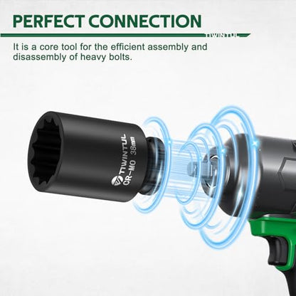 1/2" Drive Axle Nut Socket Set, 12 Point Spindle Impact Socket | 10Pcs Deep Impact Socket Set 14/17/19/30/32/34/35/36/38/39mm for DIY Car, Heavy Equipment Maintenance, Auto - size: 10pcs-1/2"