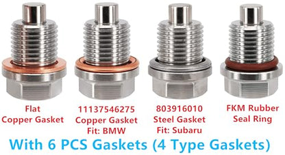 1PC M16x1.5 Stainless Steel Magnetic Oil Drain Plug Fit Subaru Ascent BRZ WRX Forester Impreza Legacy Outback Crosstrek Mini Cooper John Deere Aprilia Replace 32195AA020 DP009 803916010 Washer - size: M16x1.5