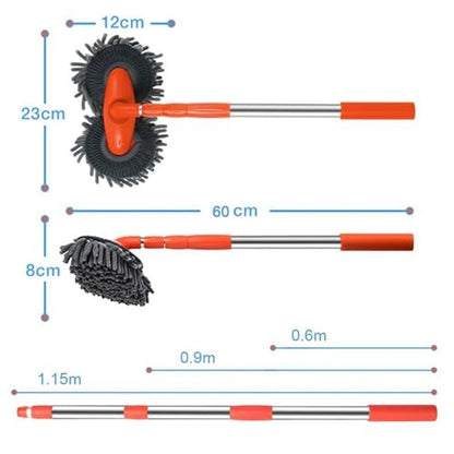 Double Head Car Wash Mop with Long Handle 360°Rotating Car Wash Brush Chenille Microfiber Cleaning Kit Not Hurt Paint Scratch Free(Single Set Mop) - color: Single Set Mop