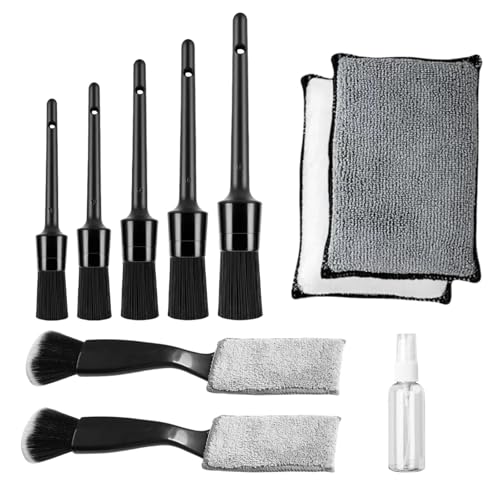 10Pcs Car Detailing Brush Set, Car Detailing Kit,Car Dashboard Cleaning Soft Brush, Suitable for Cleaning Internal Brush Panels, Vents, Leather, and Computers. - color: Black