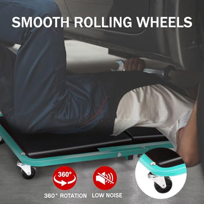 40 inch Adjustable Foldable Z Creeper Rolling Seat with Wheels for Garage Shop Auto Repair, 330LBS Capacity 2 in 1 Chair, Blue - style: 40inch-Blue