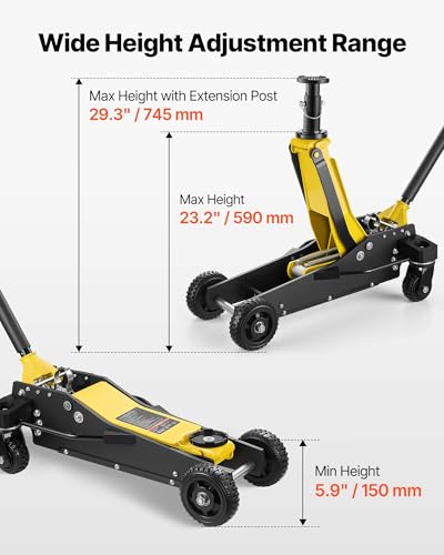 VEVOR Off Road Floor Jack, 3 Ton Aluminum & Steel Racing Low Profile Floor Jack with Dual Pistons Quick Lift Pump & Extension Post, Hydraulic Trolley Car Lift Jacks for Motorcycles, ATVs, SUV Pickup - style: Aluminum