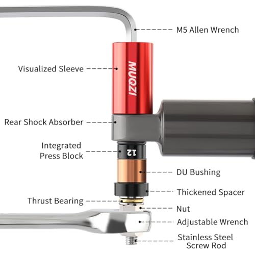 Bike Rear Shock Bushing Tool Kit, MTB Rear Shock Bearing Bushing Replacement Installation and Removal Tool for Mountain Road Bicycles Rockshox Fox - color: Red
