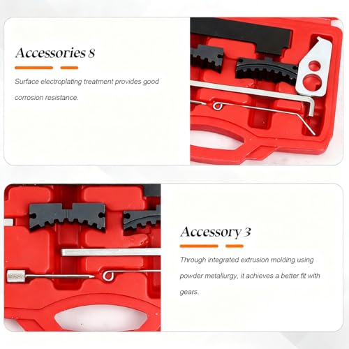 Camshaft Timing Tool Kit for 16V 1.4 1.6 1.8 EN6340 KM6340 Red | Carbon steel construction, locking and alignment components, belt service support, storage case included, auto repair - color: Red