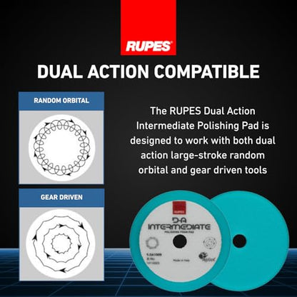 RUPES 9.DA100B Pack of 24 Light Blue D-A Intermediate Foam Polishing Pads 100mm | Ideal for Paint Correction & Gloss Enhancement | Improves Cutting Performance | Compatible with 4" Backing Plate - size: Intermediate 100mm, style: Pack of 24