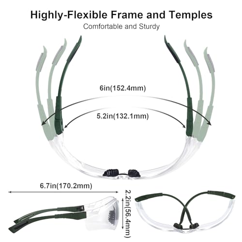 xaegistac Shooting Glasses Anti Fog -Shooting Range Eye Protection | Adjustable Safety Glasses with Z87.1 Certificated Impact Reistance - color: Army Green Frame Clear Lens
