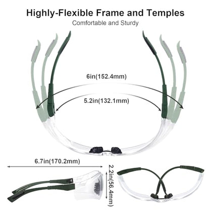 xaegistac Shooting Glasses Anti Fog -Shooting Range Eye Protection | Adjustable Safety Glasses with Z87.1 Certificated Impact Reistance - color: Army Green Frame Clear Lens