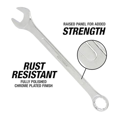 OEMTOOLS 22100 6-PC SAE Jumbo Combination Wrench Set, 1-1/16" to 1-7/16", 12 Pt. Box End Wrenches, 15° Offset for Knuckle Clearance, Chrome Plated Finish with Wrench Roll - style: 6 piece SAE