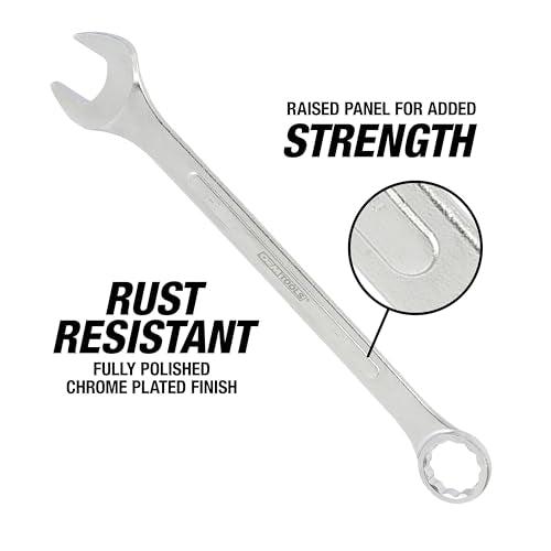OEMTOOLS 22100 6-PC SAE Jumbo Combination Wrench Set, 1-1/16" to 1-7/16", 12 Pt. Box End Wrenches, 15° Offset for Knuckle Clearance, Chrome Plated Finish with Wrench Roll - style: 6 piece SAE