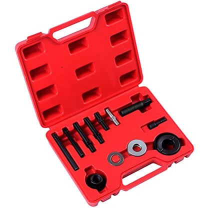 12 PCS Power Steering Pulley Puller Tool Pulley Remove and Install Tool Set Universal Fit for Water Pump, Vacuum Pump Pulleys and Most Engines with Storage Case