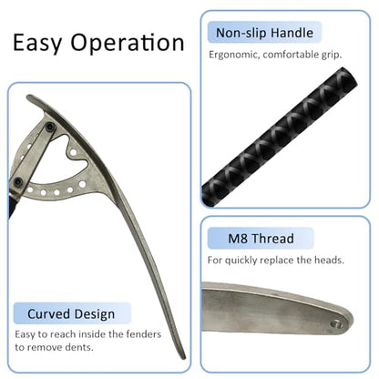 Car Fender Damage Repair Tools, Angle Adjustable, Stainless Steel Auto Car Dent Removal Fender Repair Kit with Storage Bag, M8 Thread