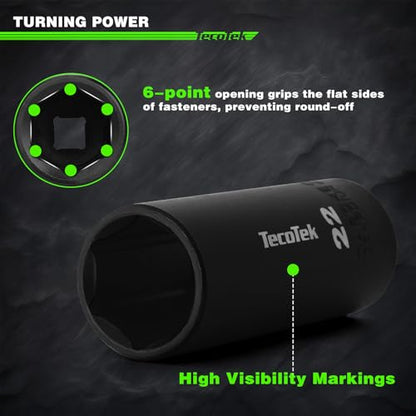 TecoTek 1/2" Drive Deep Impact Socket Set, 38-Piece Socket Set SAE 3/8 to 1-1/4 inch and Metric 10-32mm Size, Includes Extension Bars, Universal Joint, Adapter and Ratchet Handle, 6 Point, Cr-V Steel - size: 1/2" Drive 38pcs Impact Socket Set