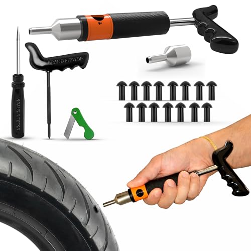 GRAND PITSTOP 21 Pcs Tubeless Tire Plugger Repair Kit with Multi-funcional Plier for Punctures and Flats on Cars, Motorcycles, ATV, RV, SUV, Trailer, Trucks & Tractors (15 Mushroom Plugs) - color: Mini Plug With Hole+15 Plugs, size: Mini Plug With hole+15