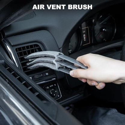 THINKWORK Car Interior Detailing Kit, Microfiber Duster with Cleaning Gel | Scratch-Free, Soft Brush, Complete 6Pcs Set, Deep Crevice , Car & Home Use, Ideal Gift